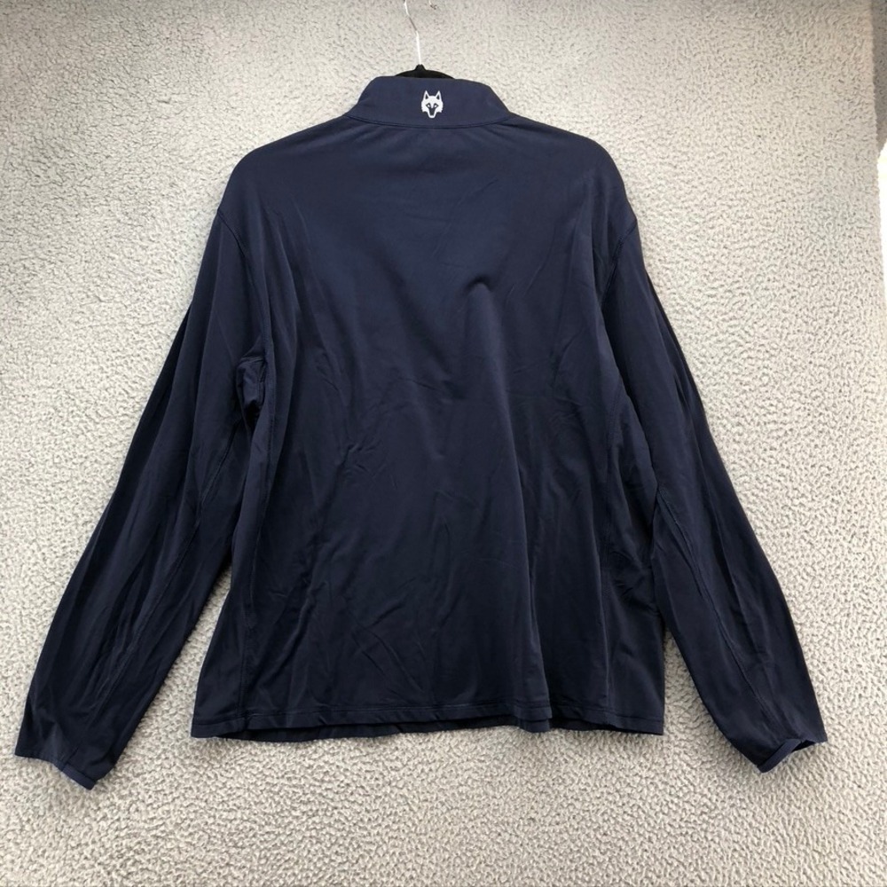 Greyson Quarter Zip Pullover Mens Large Navy Blue Wolf Logo Stretch Golf Top - Picture 6 of 9